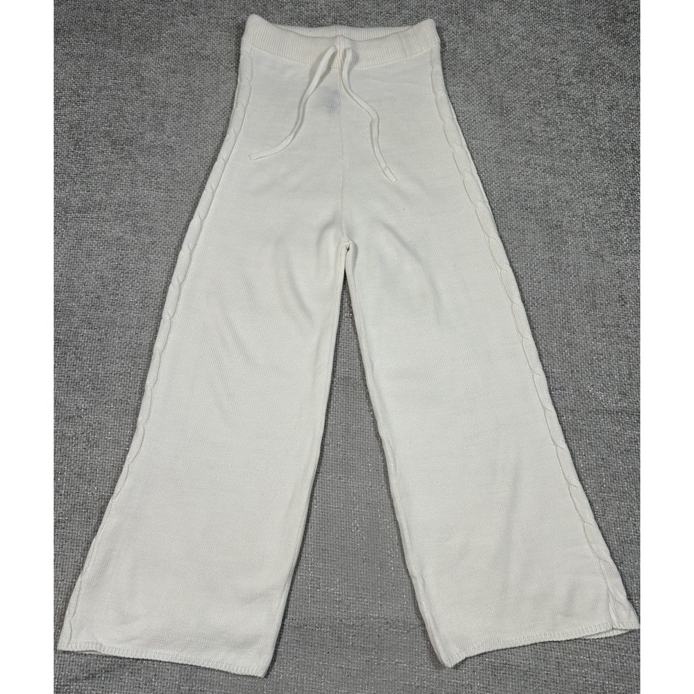 Sana Safinaz Pants Womens Large White Knit Wide‎ Leg